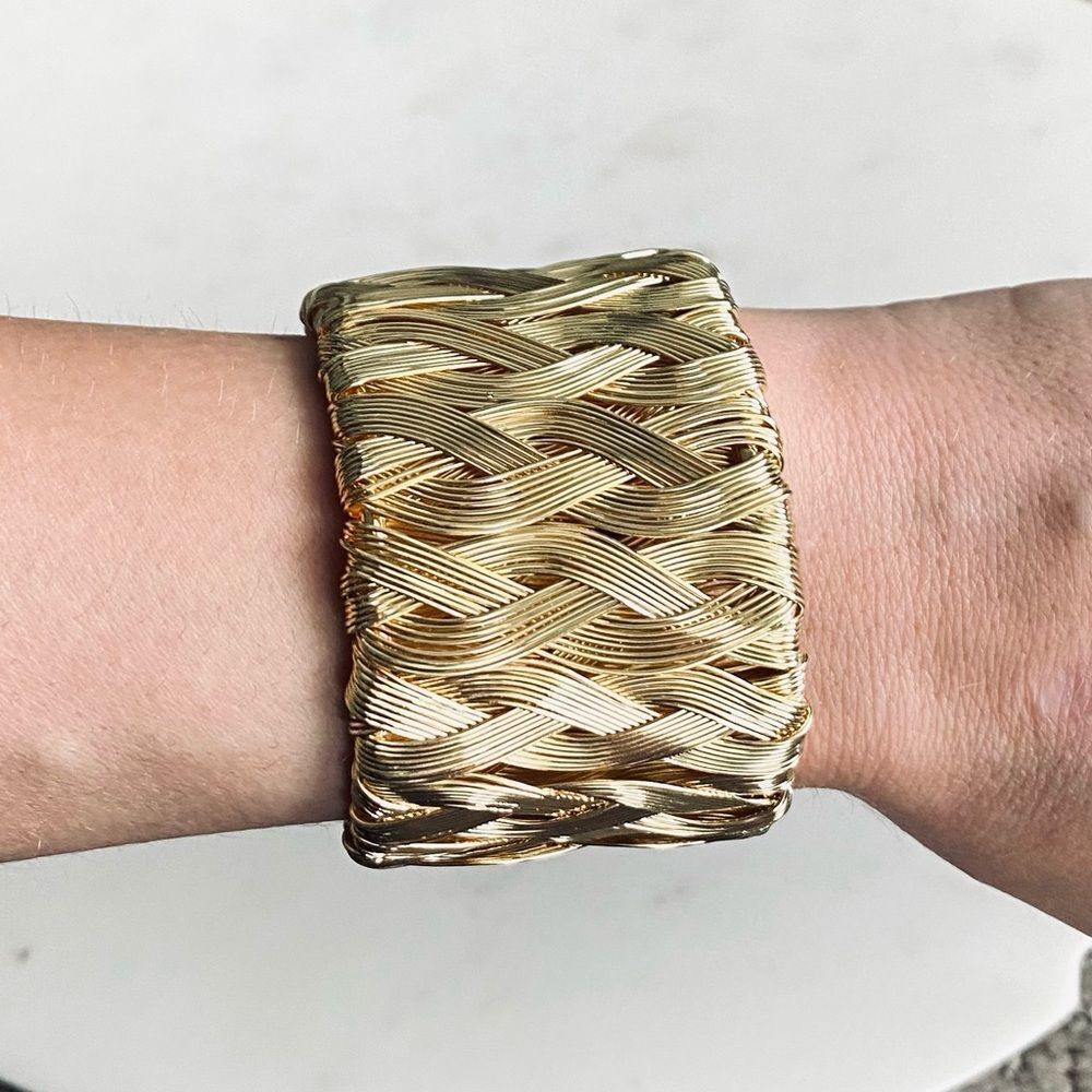 Women Bracelet Bangle Gold Braid Cuff Jewelry NWT